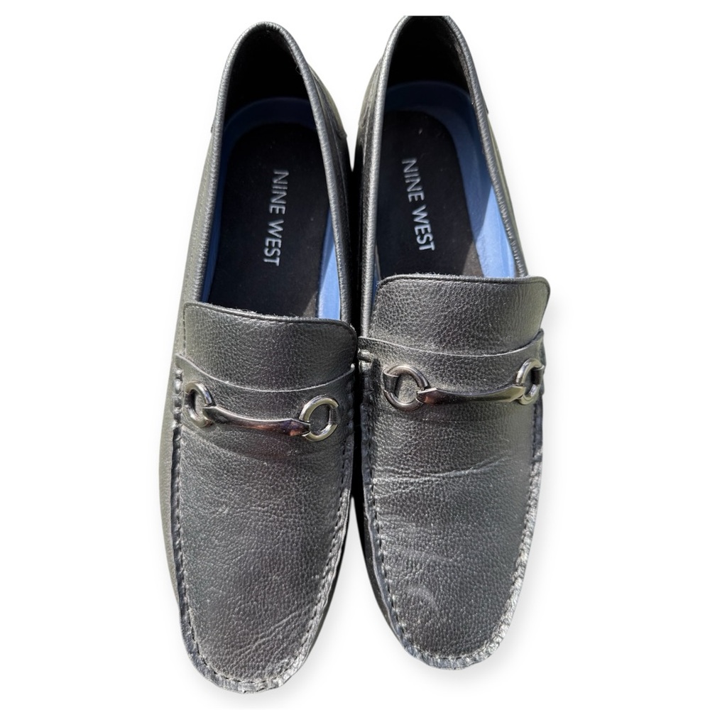 New Nine West Men's Black Leather Loafers